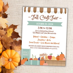 EDITABLE Fall Craft Fair Harvest Fall Festival Autumn Market Printable Harvest Invitation Template Church Harvest Party School Carnival