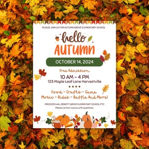 EDITABLE Fall Festival, Harvest Flyer, Printable Halloween Invitation, PTO PTA Halloween Fundraiser, Church School Halloween Party Poster