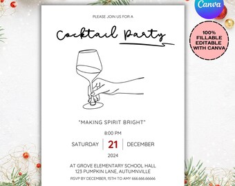 Inbjudan till cocktailparty, Inbjudan till julcocktailparty, Gör stämningen starkare, Inbjudan till vuxen, Cocktailparty