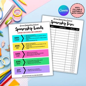 Sponsorship Level Flyer Printable Club Sponsorship level editable template sponsorship template Sport team sponsorship flyer donation letter