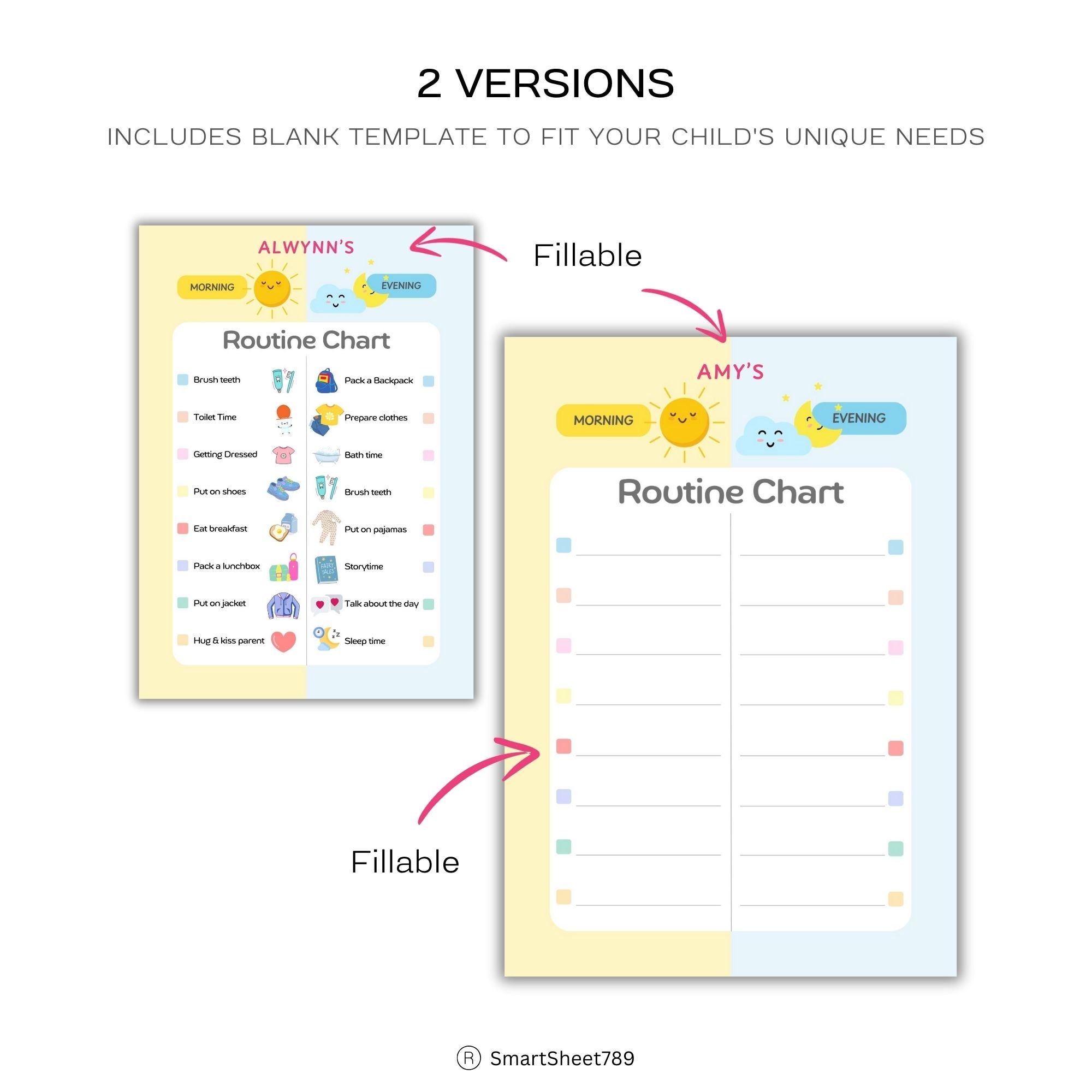 Preschool Routine Chart: Customizable Daily Checklist (printable ...