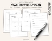 Happy Planner Classic Teacher Weekly Plan Printable Inserts, Teacher Weekly Undated, Teacher Happy Planner, Happy Planner Printable Inserts