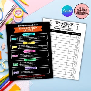 Sponsorship Level Flyer Printable Club Sponsorship level editable template sponsorship template Sport team sponsorship flyer donation letter