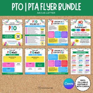 Redigerbart PTA PTO-flyerpaket: Mallar för skolevenemang (Canva)