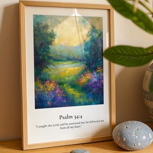 Psalm 34:4 Wall Art Digital Download Modern Christian Wall Art Scripture Print Bible Verse Painting Psalm 34 4 Religious Home Decor A54