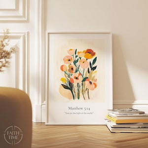 Matthew 5:14 Christian Wall Art You Are the Light of the World Bible Verse Art Print Faith Decor Modern Christian Art Boho Style Print A130