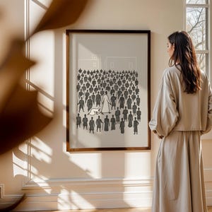 Woman Touches Jesus Painting Biblical Story Wall Art Christian Modern Art Bible Painting Minimalist Christian Artwork Gift for Pastor W342