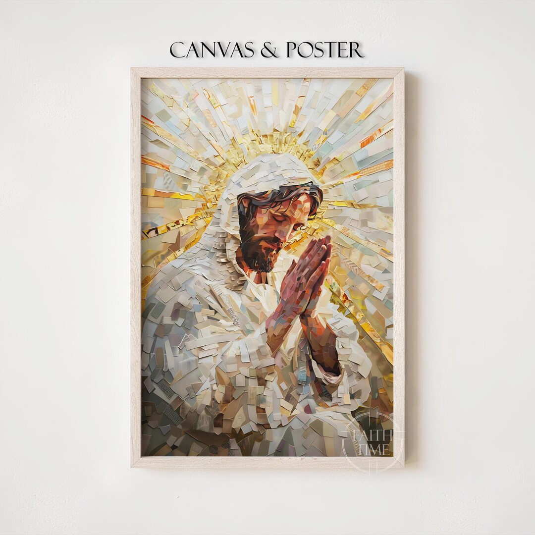 Jesus Praying Painting Christ Pray Modern Christian Canvas Wall Art for ...