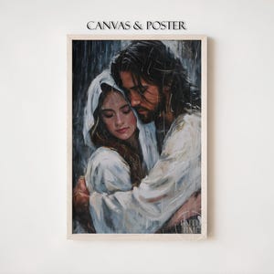 Painting Jesus Hugging a Woman Christian Canvas Artwork Poster Christ Pastor Gift Bible Painting Jesus Canvas Wall Art Gift For Her F133.0