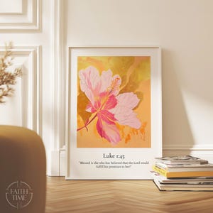 Luke 1:45 Christian Wall Art Blessed is She Who Believed Scripture Printable Christian Digital Download Bible Verse Christian Artwork A118