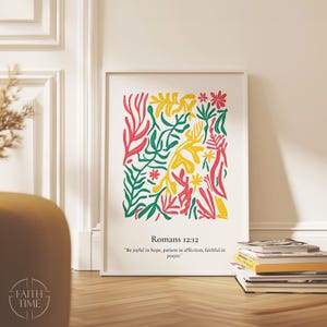 Romans 12:12 Christian Wall Art Be joyful in hope patient in affliction faithful in prayer Bible Verse Wall Art Scripture Wall Decor A202