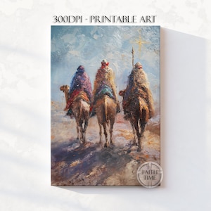 Drei Könige Malerei Moderne Christliche Wand Kunst Weise Männer Krippe Szene Druckbare Krippe Kunstwerk 3 Könige Geschenke DIGITAL DOWNLOAD W137