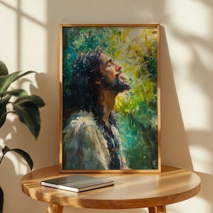 Jesus in Gethsemane Painting Garden of Gethsemane Wall Art Christian Bible Story Faith Art Jesus Praying in the Garden DIGITAL DOWNLOAD W38