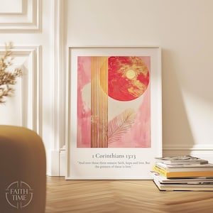 1 Corinthians 13:13 Christian Wall Art Faith Hope and Love Bible Verse Art Print Minimalist Japandi Art Christian Decor Bible Love Art A127