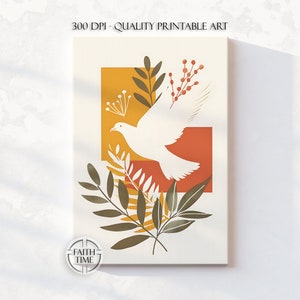 Dove Artwork Modern Christian Art Peace Dove Painting Modern Dove Art Print Dove of Peace Art Dove and Olive Branch Artwork DIGITAL W18.2