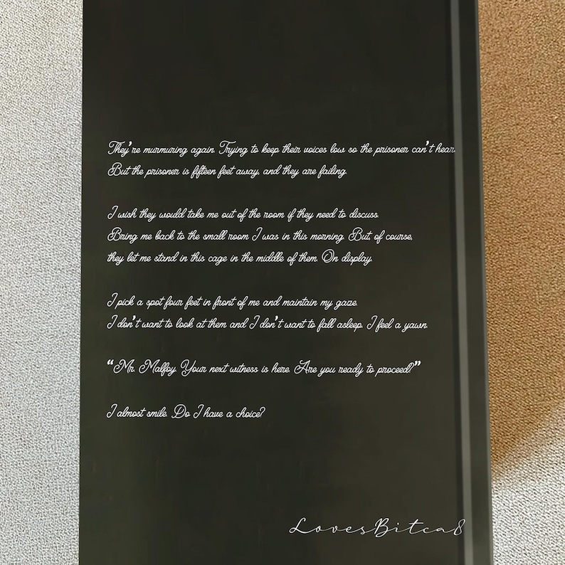 May include: A black background with white handwritten text. The text includes phrases like "fifteen feet away" and "four feet in front of me." The bottom right corner has the text "LovesBitea8".