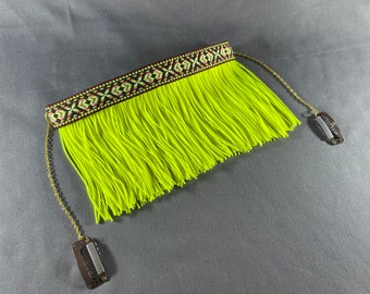 Neon yellow fringe mask