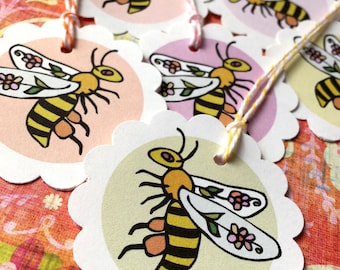 Honeybee Scalloped Tags