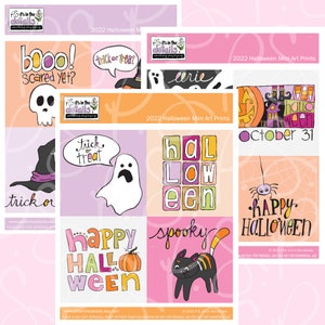 Instant Printable Halloween Art | Digital Halloween Art Prints | Set of 12 Downloadable Halloween Mini Art Prints