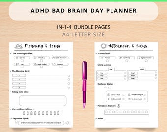 ADHD Bad Brain Day Planner | Gentle Daily Reset for Low Energy & Overwhelmed Minds | Printable