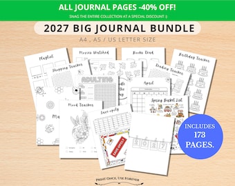 2027 BIG Journal Bundle - Pages de journal imprimables - Pages d'agenda numérique - Format A5 et A4 - Journal 2027 - Téléchargement numérique - 173 pages