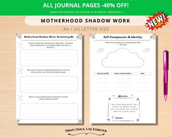 Diario de sanación de la maternidad, ejercicios para superar la culpa materna, cuaderno de trabajo para la sanación emocional, PDF imprimible sobre la autoestima