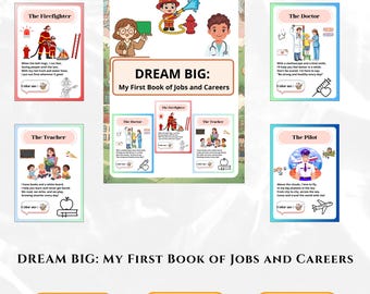Libro para colorear sobre profesiones para niños, páginas para colorear sobre ayudantes de la comunidad, libro para colorear sobre trabajos imprimible, actividad de exploración de carreras.