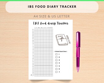 Diario de alimentación para el SII, registro de síntomas y salud intestinal (PDF imprimible)