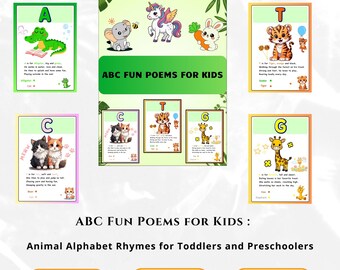 Poemas divertidos del abecedario para niños, libro para aprender el alfabeto, rimas infantiles para preescolares, PDF educativo digital, recurso de lectura temprana para la educación en casa.
