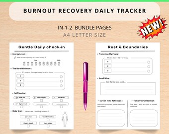 Burnout-Recovery-täglicher Tracker | Gentle Mental Gesundheit Check-In & Boundaries Planer