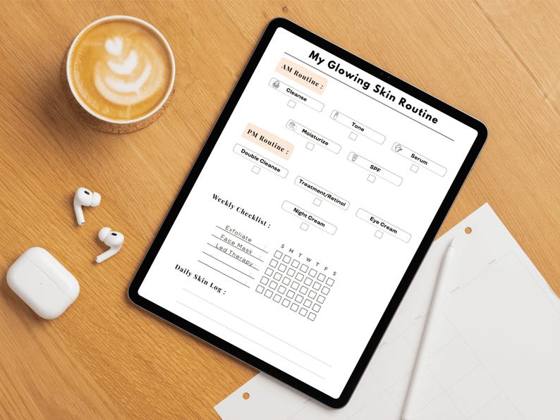 Skincare Routine Tracker Printable, Glowing Skin Planner, Beauty ...