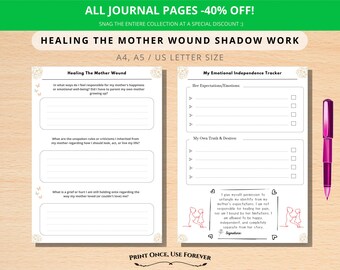 Mother Wound Shadow Work Journal, Healing The Mother Wound Prompts, Inner Child Healing Workbook, Maternal Attachment Styles, Printable PDF