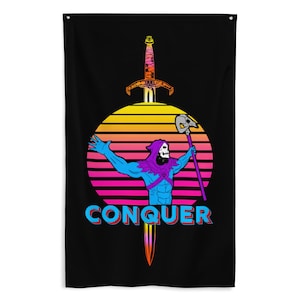 CONQUER - Retro 80-tals skelettgymflagga
