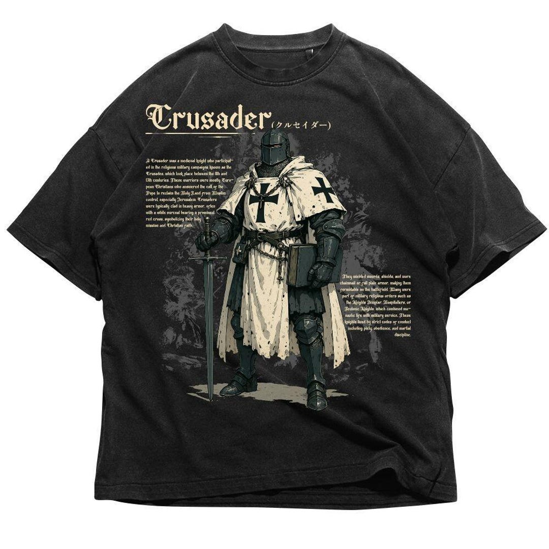 Crusader Knight Fantasy Japanese Shirt, Medieval Warrior Graphic Tee ...