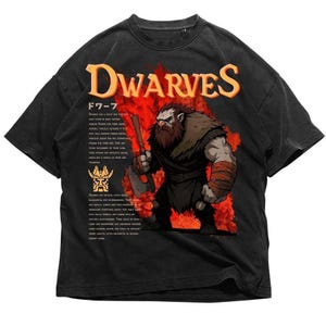 Camiseta japonesa de fantasía de la Tierra Media de Los Enanos, camiseta gráfica de Guerrero Enano, camiseta de rol de fantasía, camiseta medieval de anime, regalo para fans de Tolkien