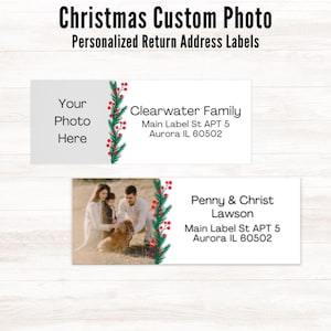 Kerst Gepersonaliseerde Adresstickers Familiefoto | Familie kerst adresetiketten | Aangepaste stickers postadres voor huisdieren