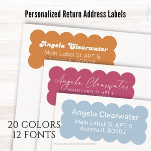 Retro geschulpte rand gepersonaliseerde adresetiketten, set van 20 | Leuk aangepast adreslabel | Groovy postadresstickers