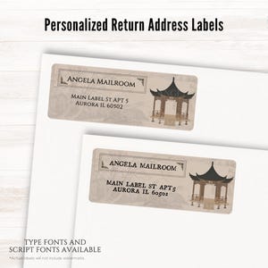 Adresstickers Chinese Pavilion Art, set van 30 | Adresstickers Chinees festival en feestdag | Etiketten Chinese kostuumdrama