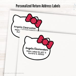 Kitty Head Shape Return Address Labels, set of 20 | Cute Anime Cat Address Labels | Holiday Custom Cat Mailing Address Stickers