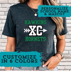 Tee-shirt cross-country personnalisé couleurs école nom et mascotte tee-shirt cross-country couleurs personnalisé cadeau course école tee-shirt cross-country personnalisé