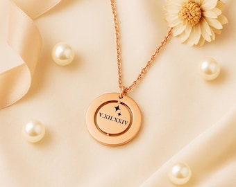 Custom Spinner Necklace – Personalized Engraved Name Pendant, Round Disc Necklace, Gift for Her, Minimalist Jewelry, Christmas Gift