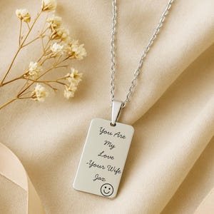 Personalized Engraved Bar Necklace – Custom Quote Pendant in Stainless Steel, Gift for Her, Name Jewelry, Birthday or Anniversary Gift