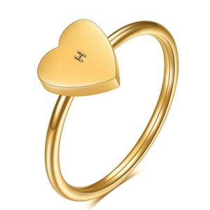 Personalized Heart Initial Ring – Custom Engraved Dainty Jewelry – Adjustable Minimalist Ring for Her, Mom, or Loved Ones – Trendy Gift