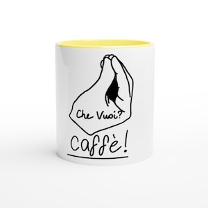 Che Vuoi? Caffè! Italian Hand Gesture Mug – Espresso Lover Gift | Mediterranean Coffee Cup
