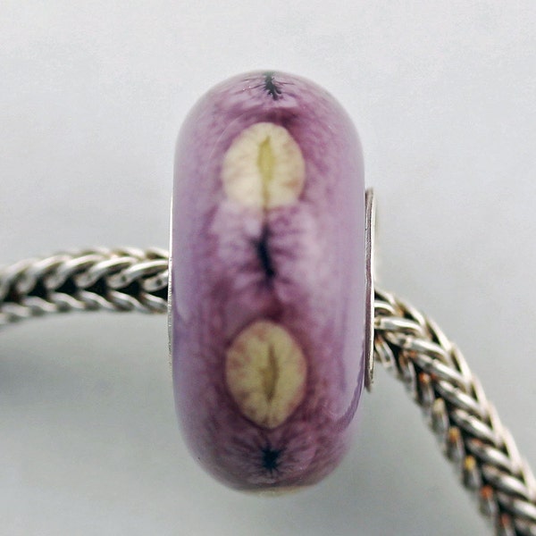 Unique Purple Organic Dot Glass Bead - Artisan lampwork Glass Charm Bracelet Bead - (APR-21)