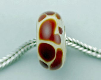 Giraffe Animal Print Glass Artisan Charm Bead - Lampwork Glass Bracelet Charm Bead - (MAY-03)