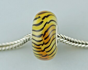 Classic Remake -Siberian Tiger-like-Pattern Glass Bead - Artisan Lampwork Glass Charm Bracelet Beads - (MAY-01)
