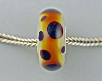 Bellissimo braccialetto con perline in vetro con motivo leopardato - Bracciale con ciondoli europeo in vetro murano artigianale - (APR-41)