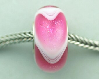 Unique Light Pink Dichroic Armadillo/Dillo Charm Bead - Artisan Lampwork Charm Bracelet Bead - (APR-38)