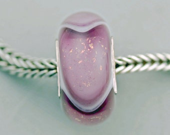 Unique Violet Dichroic Armadillo/Dillo Glass Bead- Artisan Lampwork Charm Bracelet Bead - (APR-40)
